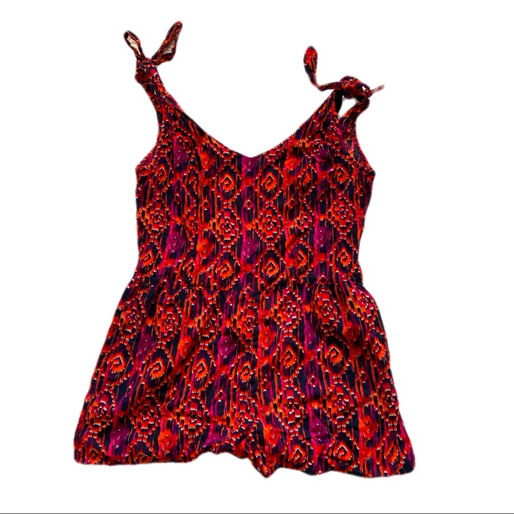 Miley Cyrus & Max Azria Tribal Print Romper Size Medium Black Orange Red Purple